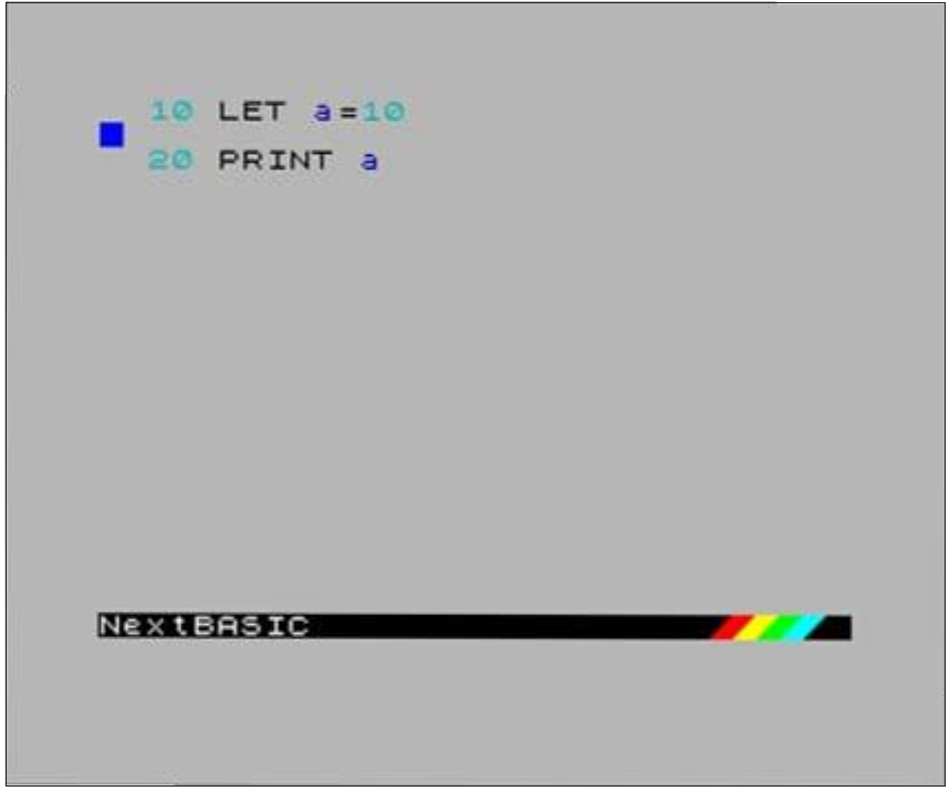Fig. 1 – Entering program lines in NextBASIC