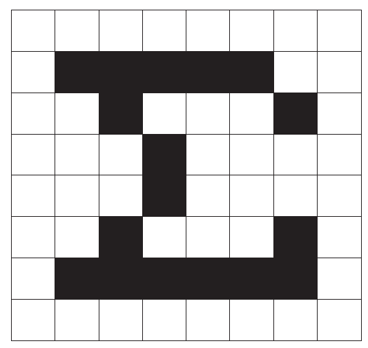 8 by 8 grid of squares; the black squares form the Σ character