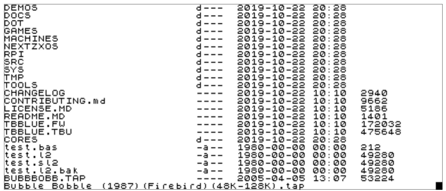 Fig. 20 – CAT EXP output in 64 columns