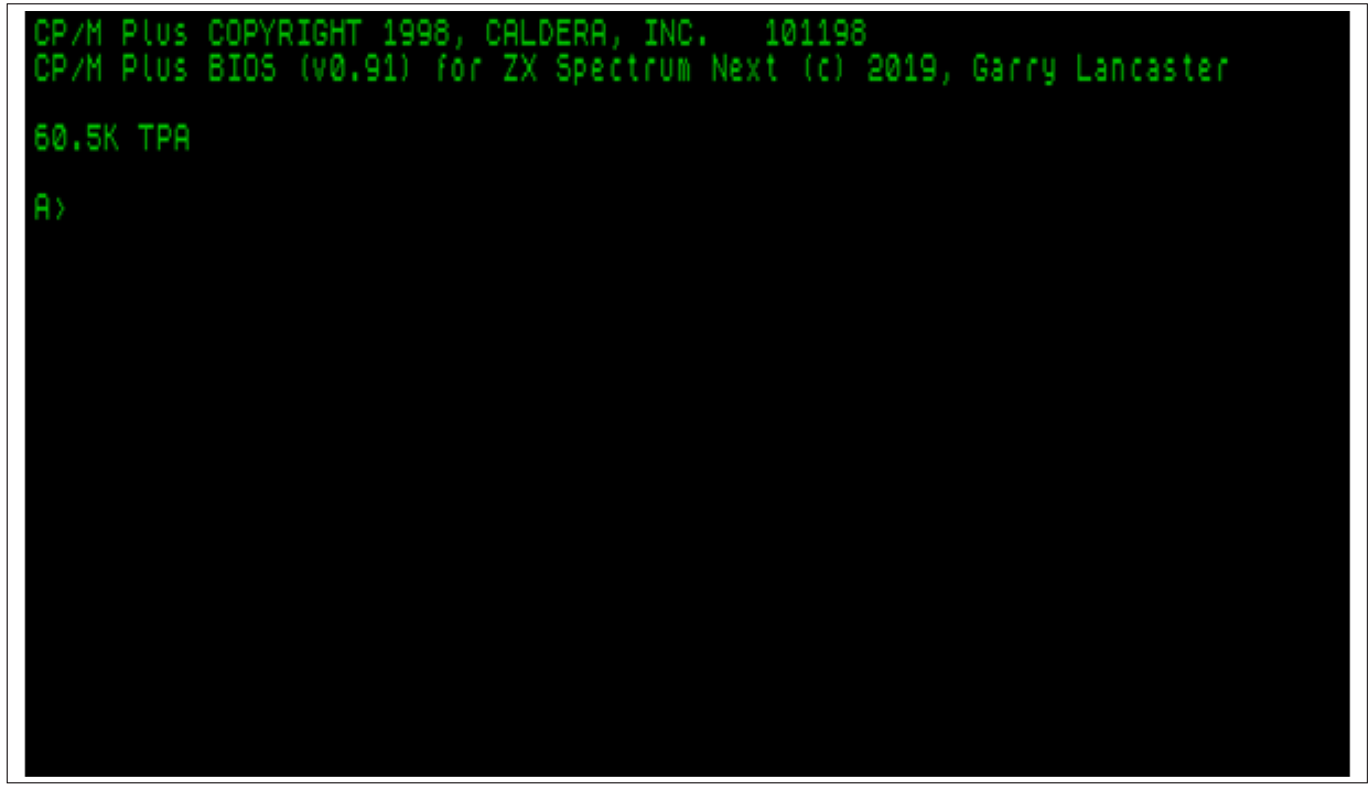 Fig. 29 – ZX Spectrum Next properly booted CP/M setup