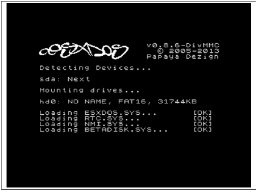 Fig. 32 – ZX Spectrum Next running esxDOS 0.8.6