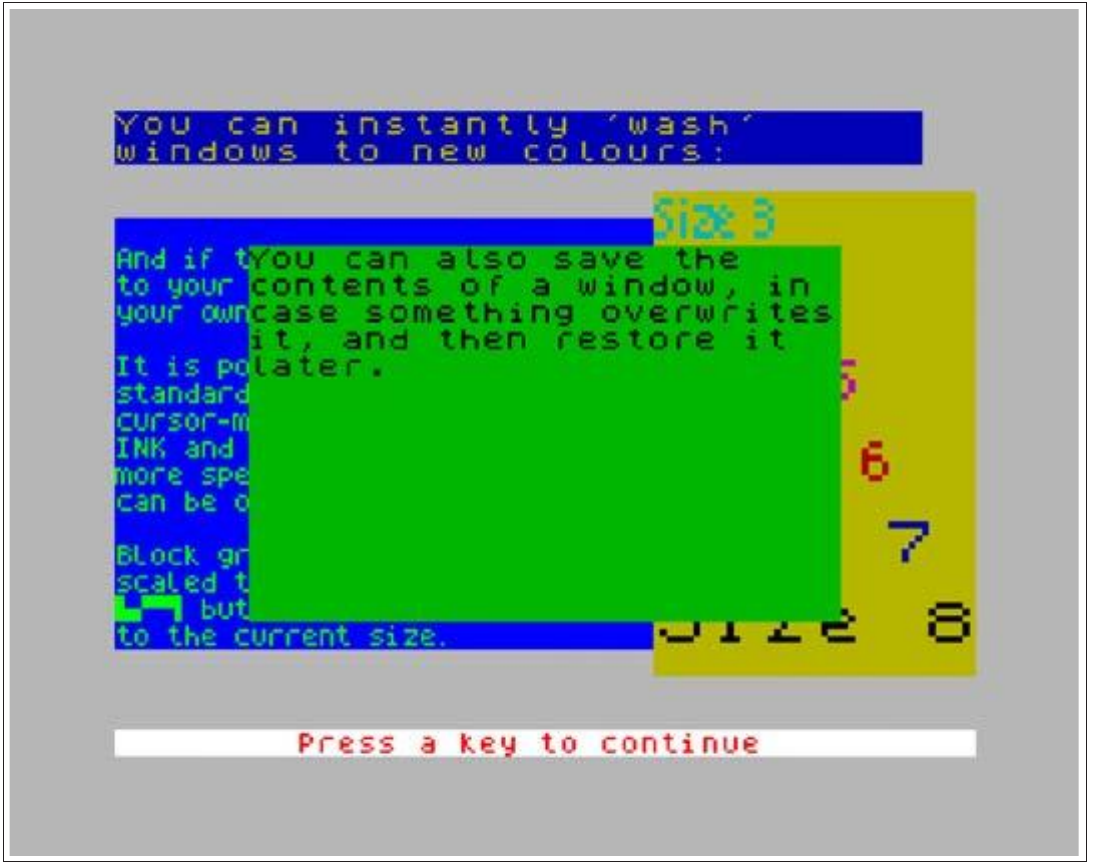 Fig. 33 – NextBASIC Text Windows