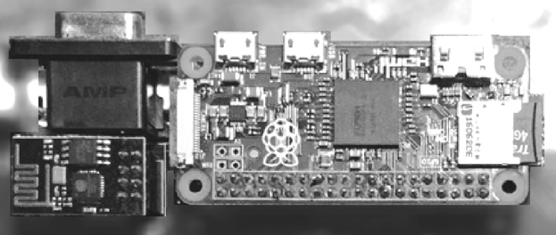 Fig. 35 – Raspberry Pi 0 installed on Issue 2 board (with WiFi module in view - left)